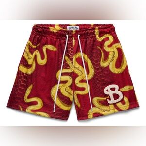 Bucketsquad men’s medium Red and Yellow Snake Print Shorts